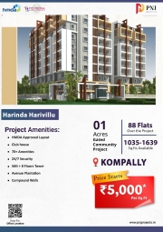 2 BHK Apartment / Flat for Sale in Kompally, Hyderabad